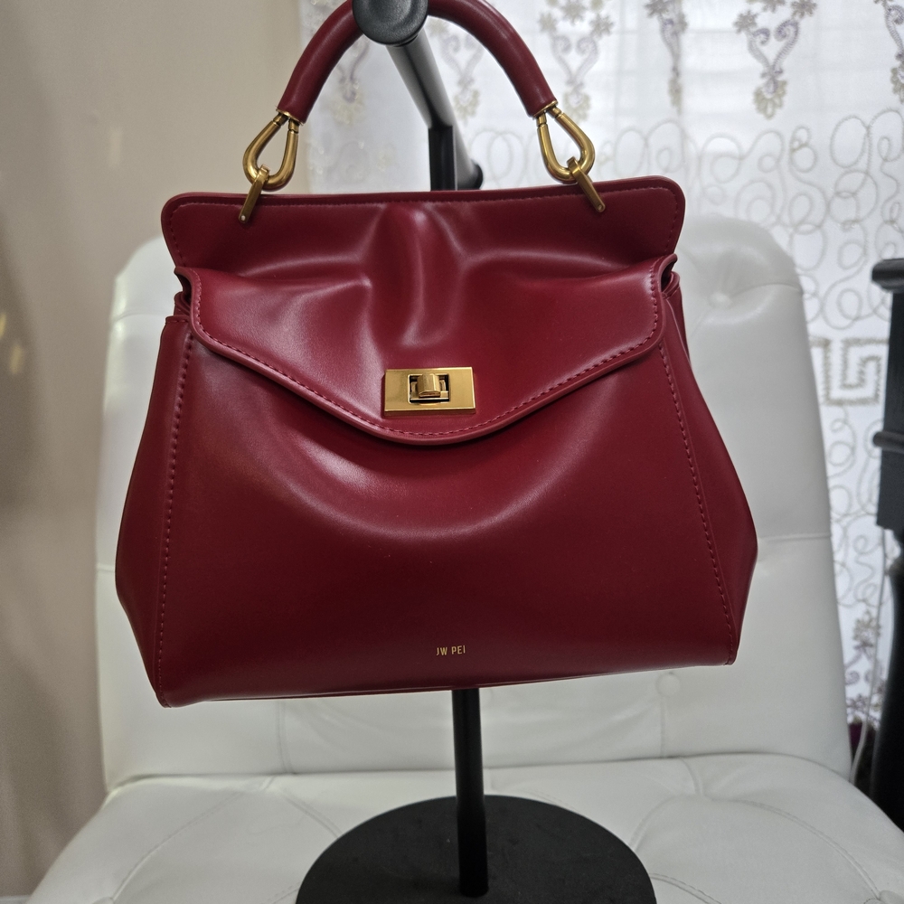JW PEI Burgundy Satchel with Gold Accents